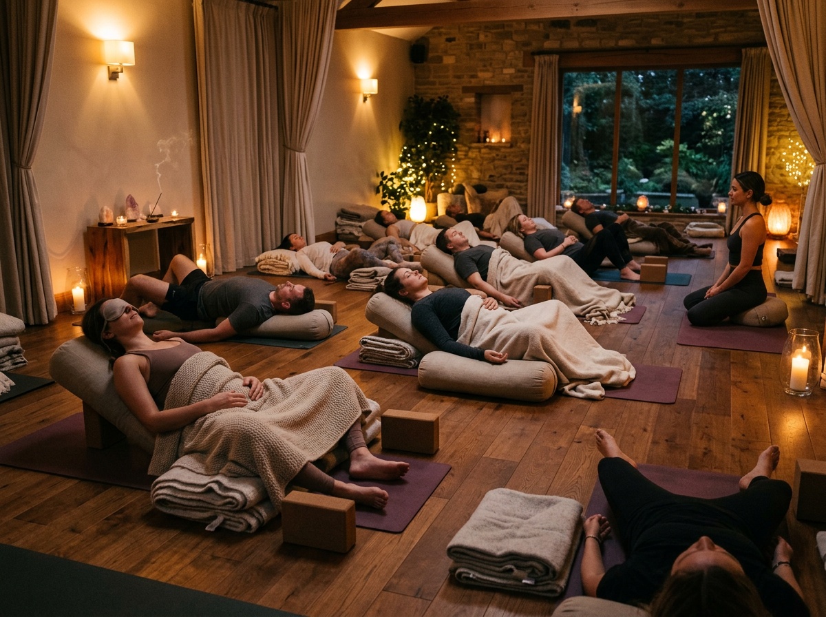 Yin yoga restorative class