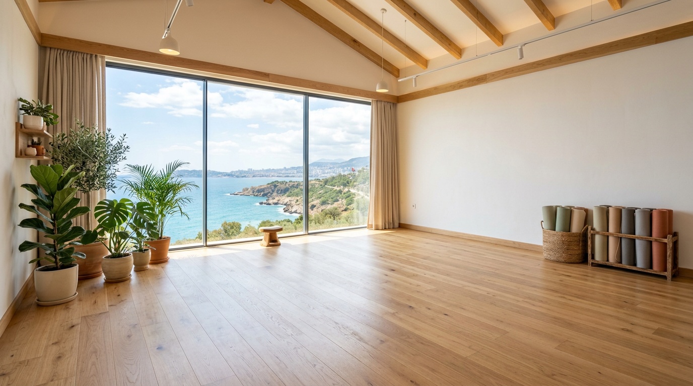 Interior of Kumara Yoga Center studio in Bodrum
